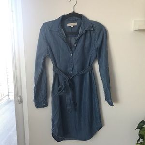 LOFT Chambray dress with removable waist tie